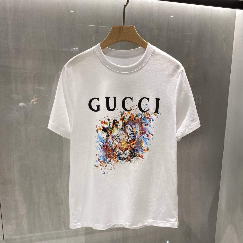 Guci Tigger Collaboration T-Shirt White GG Logo Cotton Tee - Picture 1 of 2